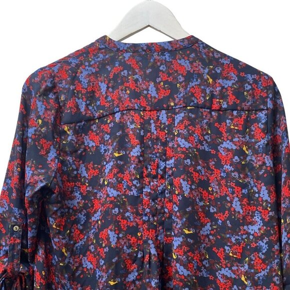 Pea in the Pod Maternity Top Medium Floral Blouse Blue Red - Picture 6 of 9
